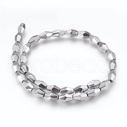 Electroplated Non-magnetic Synthetic Hematite Beads Strands G-P392-R03-1