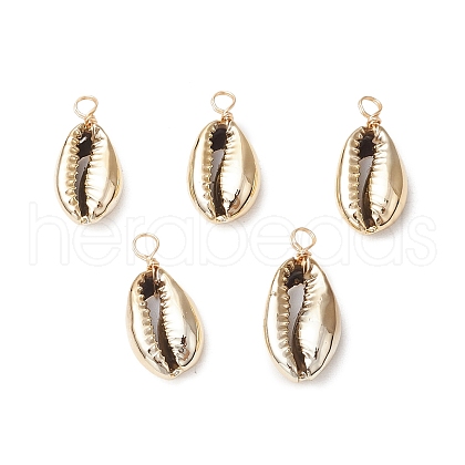 Electroplated Natural Cowrie Shell Pendants PALLOY-JF03912-1