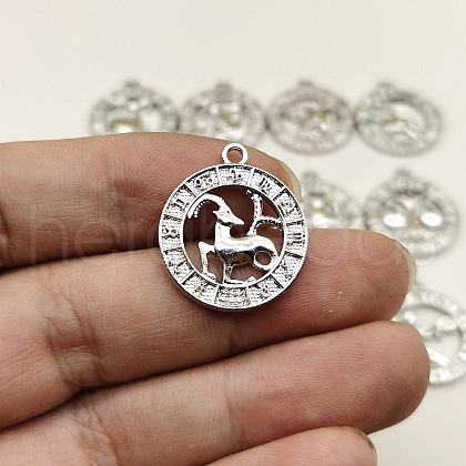 Constellation Themes Alloy Rhinestone Pendants PW-WGDA156-01-1