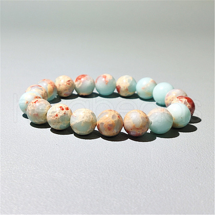 Synthetic Shoushan Stone Beaded Stretch Bracelets WGEA678-03-1