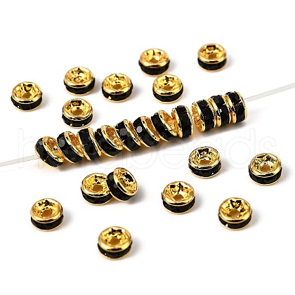 Brass Grade A Rhinestone Spacer Beads RSB034NF-04G-1
