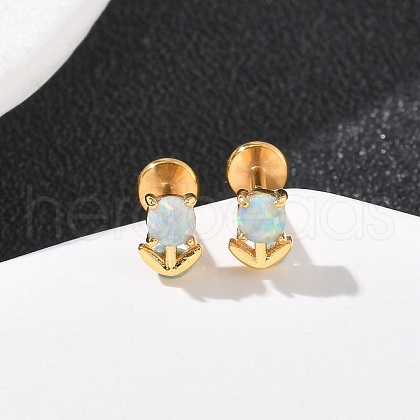304 Stainless Steel Opal Stud Earrings EJEW-B143-01G-03-1