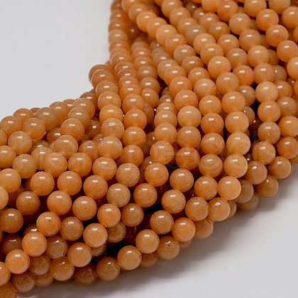 Natural Red Aventurine Stone Round Bead Strands G-P075-49-8mm-1