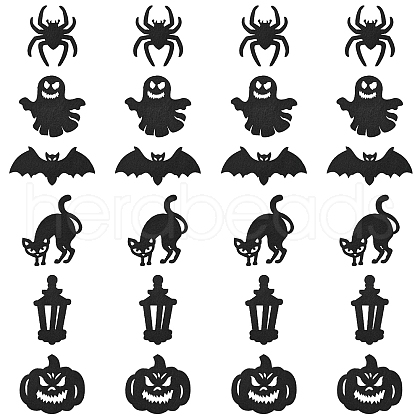 30Pcs 6 Styles Wool Felt Pumpkin Jack-O'-Lantern Party Decorations AJEW-YW0001-24-1