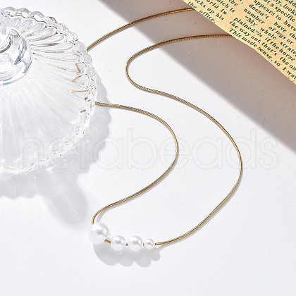 White Plastic Pearl Graduated Round Beads Pendant Necklaces NJEW-P320-21G-1