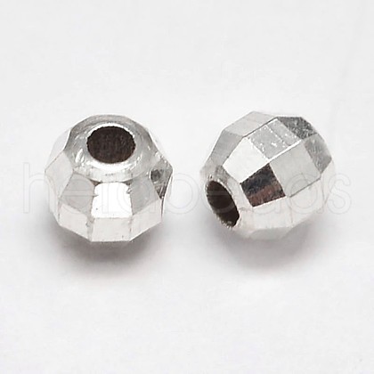Faceted Round 925 Sterling Silver Beads STER-F012-02A-1