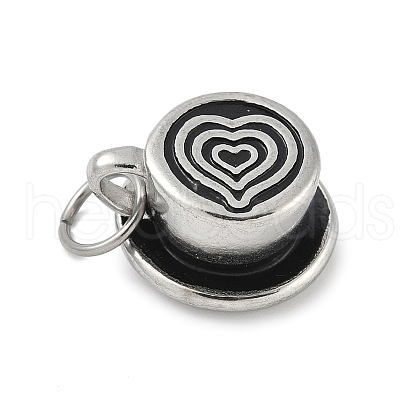 Mother's Day Coffee Cup with Heart 304 Stainless Steel Enamel Pendants STAS-M120-08P-1