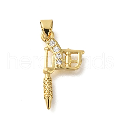 Rack Plating Brass Micro Pave Cubic Zirconia Pendants KK-Z086-63G-01-1