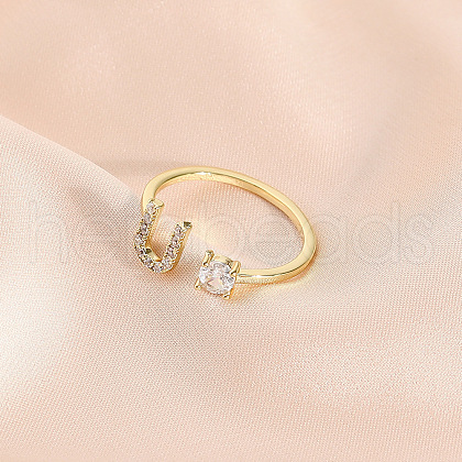 Fashionable Brass Cubic Zirconia Cuff Rings FS-WG4936F-05-1