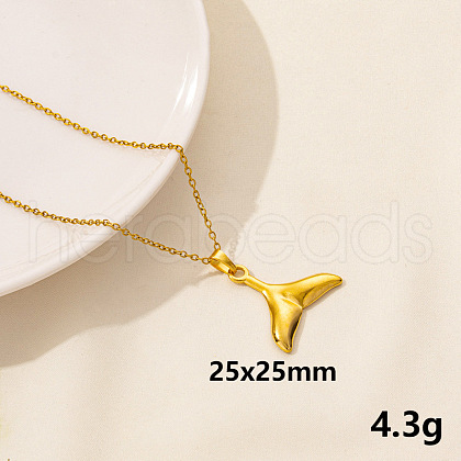 Stainless Steel Fishtail Pendant Necklaces UW1912-8-1
