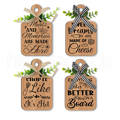 Wooden Pendant Decoration HJEW-WH0074-015-1