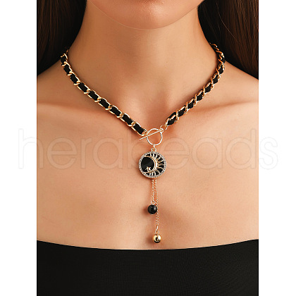 Alloy Black Enamel Tassel Pendant OT Necklaces FS-WG1CDA3-03-1