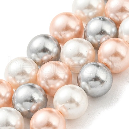 Electroplated Shell Pearl Beads Strands SHEL-F008-03B-04-1