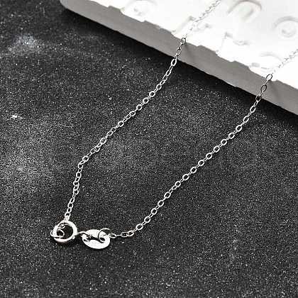 Anti-Tarnish Rhodium Plated Sterling Silver Necklaces X-STER-M034-32A-1