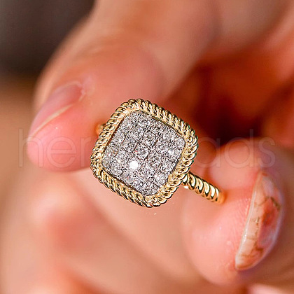 Brass Micro Pave Cubic Zirconia Finger Rings for Women FS-WG378B2-02-1