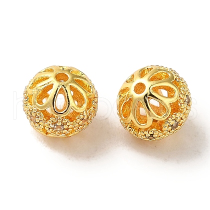 Rack Plating Brass Pave Cubic Zirconia Beads KK-M285-32B-G-1