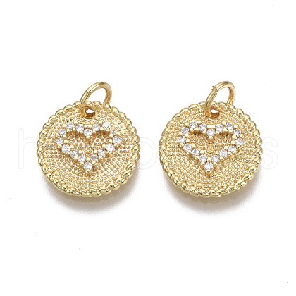 Brass Micro Pave Clear Cubic Zirconia Charms KK-R133-034G-NF-1