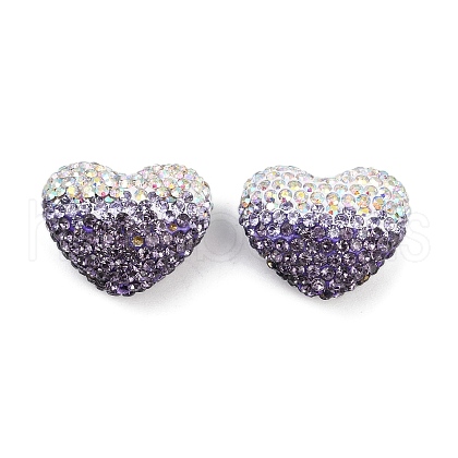 Gradient Color Heart Shaped Polymer Clay Rhinestone Beads CLAY-NH0002-03G-1