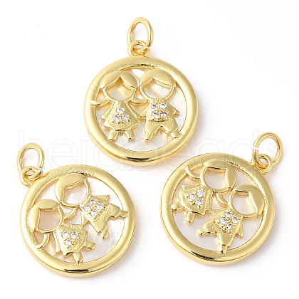 Rack Plating Brass Micro Pave Cubic Zirconia Pendants KK-R143-01G-1