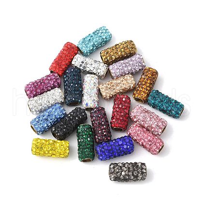Rhinestone Clay Pave Brass Beads KK-P305-07B-G-1