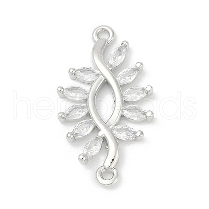 Brass Clear Cubic Zirconia Connector Charms KK-Z094-06P-04-1