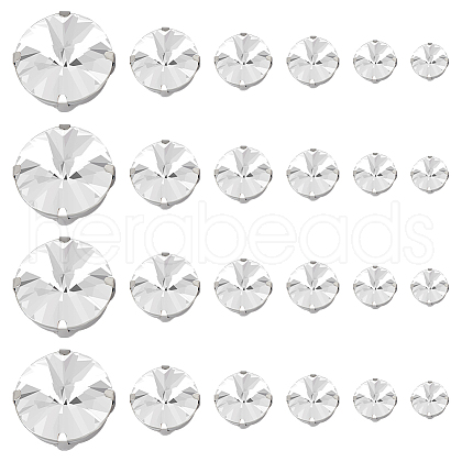 AHADERMAKER 90Pcs 6 Style Flat Round Sew on Rhinestone RGLA-GA0001-09-1