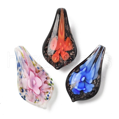 Handmade Gold Sand Lampwork Pendants LAMP-D302-03-1