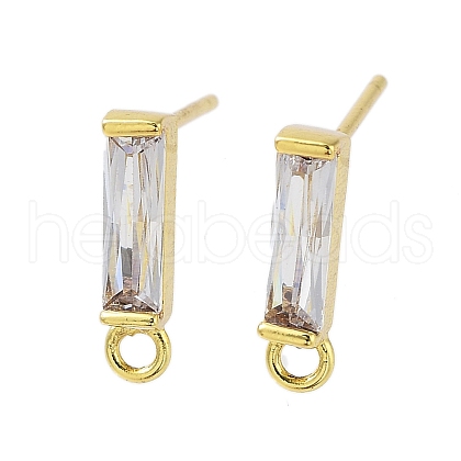 Brass Micro Pave Cubic Zirconia Earring Findings X-KK-A205-10G-03-1