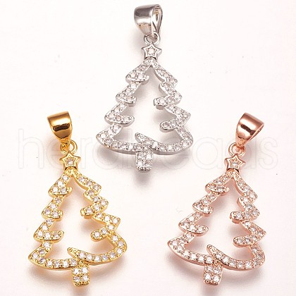 Brass Micro Pave Cubic Zirconia Pendants ZIRC-F086-01-1