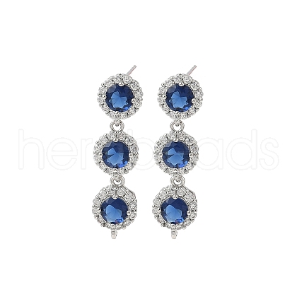 Brass Pave Cubic Zirconia Stud Earring Findings KK-D369-07P-B-1