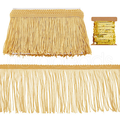 AHADERMAKER 10 Yards 2 Styles Polyester Tassel Ribbon OCOR-GA0001-93-1