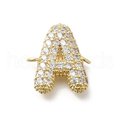 Brass Micro Pave Cubic Zirconia Letter Links X-KK-I717-04A-1
