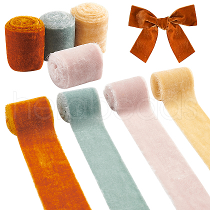 WADORN 4 Yards 4 Colors Frayed Velvet Ribbon SRIB-WR0001-08A-1
