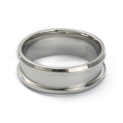 201 Stainless Steel Grooved Finger Ring Settings STAS-WH0029-52E-P-1