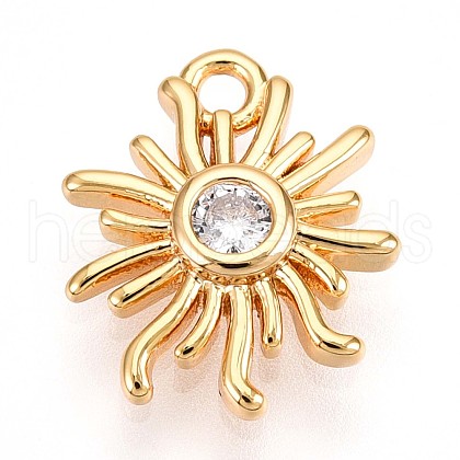 Brass Micro Pave Clear Cubic Zirconia Pendants KK-T075-25G-1