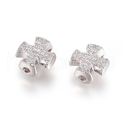 Brass Micro Pave Cubic Zirconia Slide Charms ZIRC-G166-38P-1