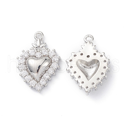 Rack Plating Brass Micro Pave Clear Cubic Zirconia Pendants KK-L155-52P-1