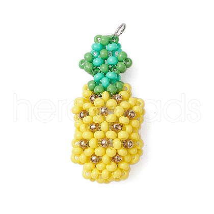 Seed Beads Beaded Charms PALLOY-MZ00338-1
