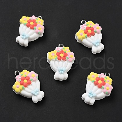 Mother's Day Opaque Resin Pendants RESI-G043-F06-1