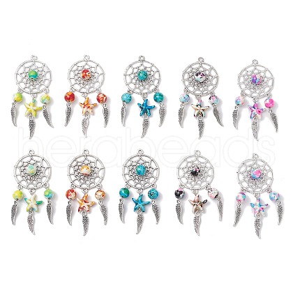 Woven Net/Web with Feather Pendants PALLOY-JF03980-1