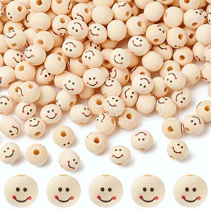 Printed Wood Beads WOOD-C001-02A-1