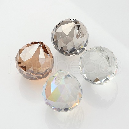 Faceted Round Glass Pendants GLAA-O008-F-1