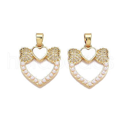 Brass Micro Pave Clear Cubic Zirconia Pendants KK-N254-201G-1