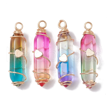 4Pcs 4 Colors Glass Pendant PALLOY-JF02563-S-1