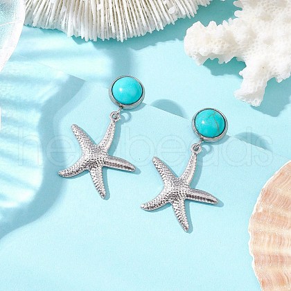 304 Stainless Steel Dangle Stud Earrings EJEW-JE06302-03-1