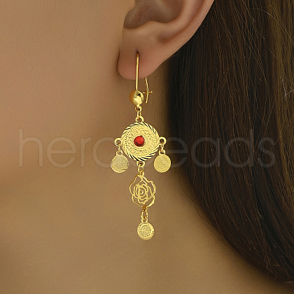Fashionable Vintage Exotic Brass Flat Round Hoop Earrings AD3111-1