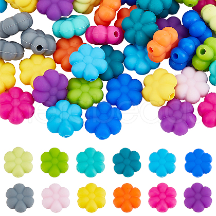 SUNNYCLUE 72Pcs 12 Colors Flower Food Grade Eco-Friendly Silicone Beads SIL-SC0002-10-1