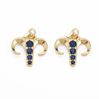 Brass Micro Pave Cubic Zirconia Pendants KK-T004-107G-02-1