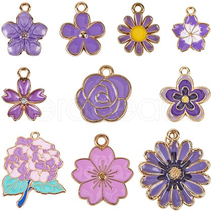 SUNNYCLUE 40Pcs 10 Styles Alloy Enamel Pendants ENAM-SC0005-31-1