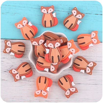 12Pcs 3 Colors Cartoon Fox Silicone Focal Beads JX716A-1